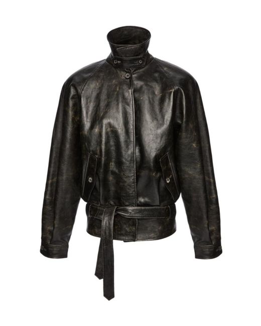 Magda Butrym Black Belted Leather Jacket