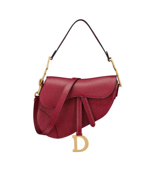 Dior Red Saddle Bag With Strap