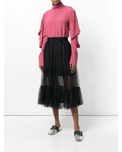 Moncler Black Knee-High Transparent Skirt