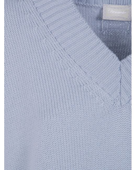 Drumohr Blue Oversized V Neck Sweater