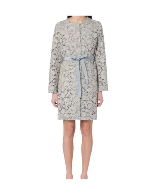 P.A.R.O.S.H. Gray Lace Detailed Tied-Waist Jacket