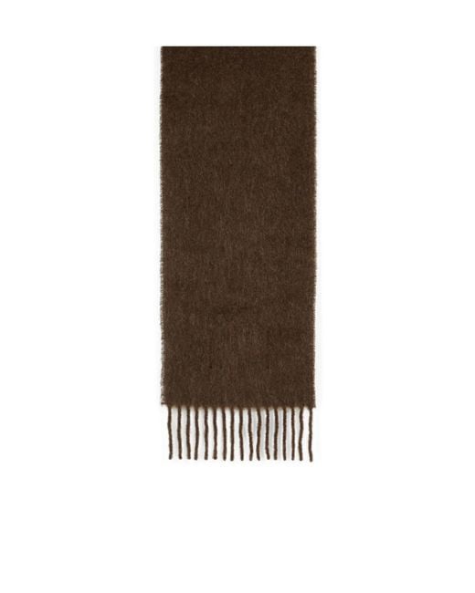 Marni Brown Logo Patch Fringed-Edge Scarf