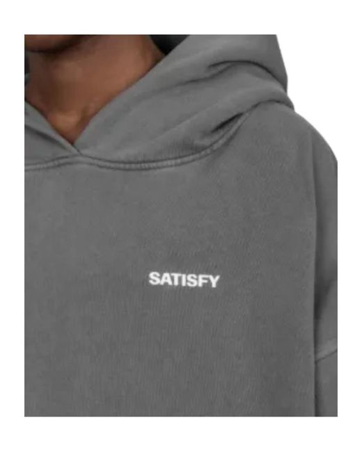 Satisfy Gray Long-Sleeved Hooded Sweatshirt for men