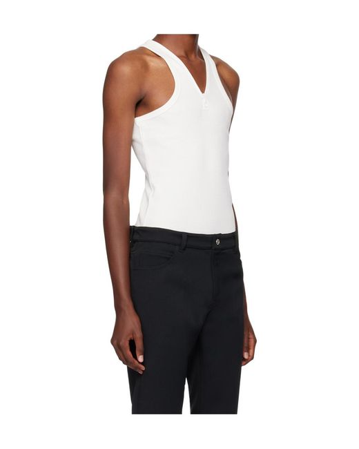Courreges White Courrèges Logo-Embroidered V-Neck Top for men
