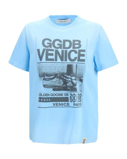 Golden Goose Deluxe Brand Blue Graphic Print T-Shirt for men