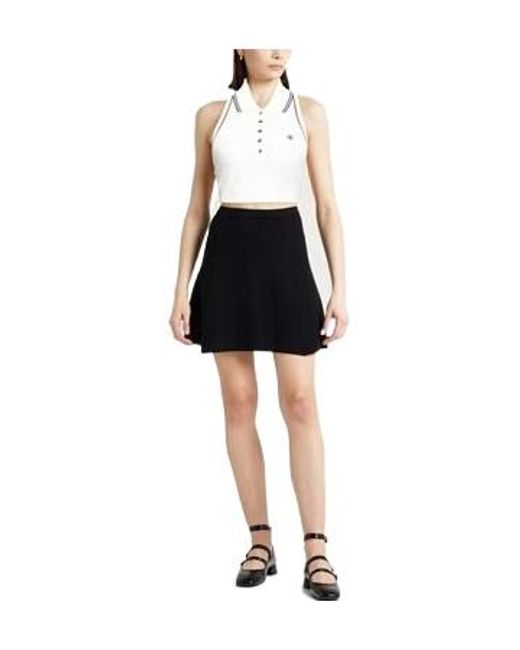Tory Burch Black Sleeveless Cropped Polo Top