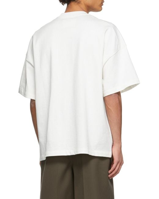 Jil Sander White Logo Printed Crewneck T-Shirt for men