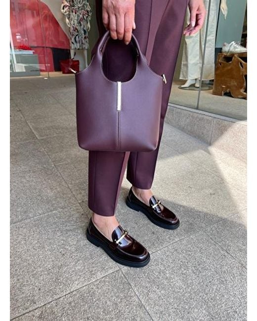 Tod's Purple Logo Engraved Mini Shopping Bag