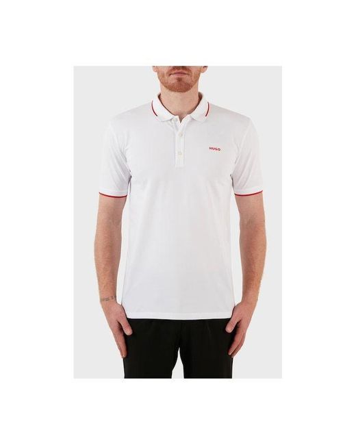 Boss White Hugo Slim-Fit Short-Sleeved Polo Shirt for men
