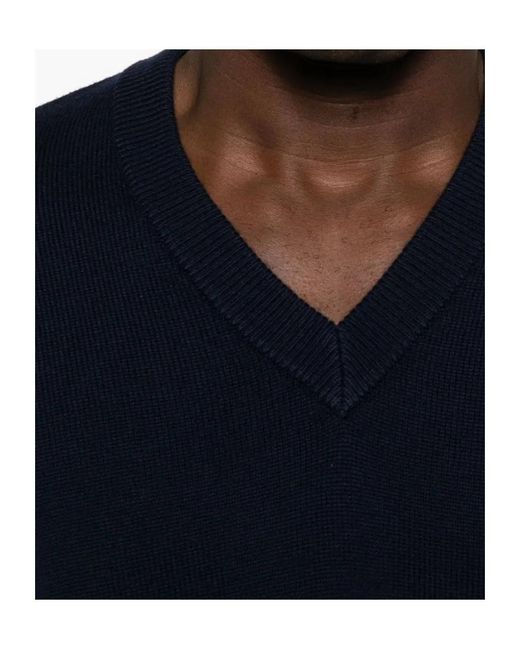 sunflower Blue Long-Sleeved Crew Neck Wool Sweater for men