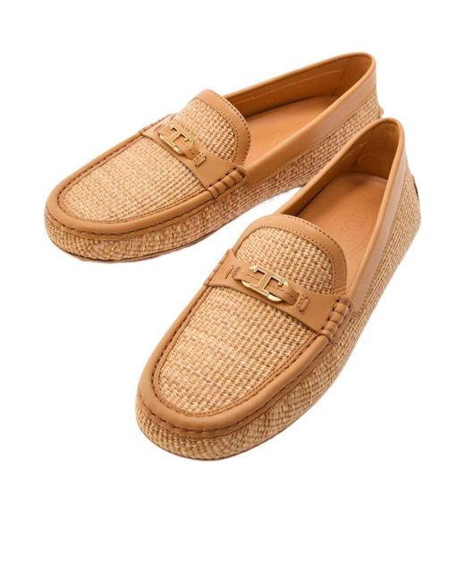 Tod's Natural Straw Loafers