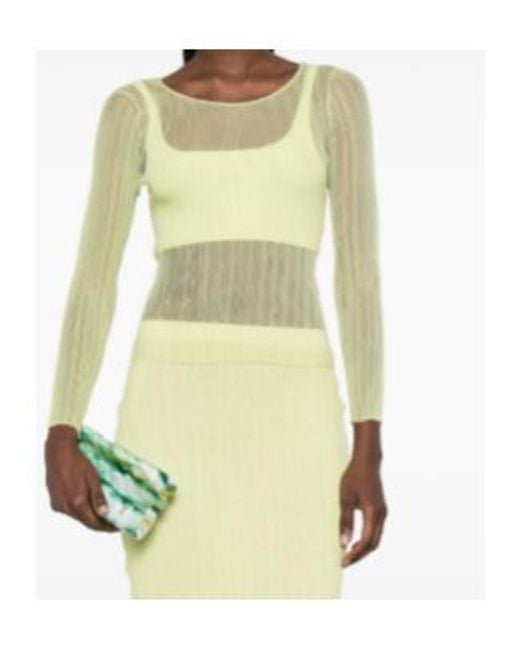Jonathan Simkhai Yellow Long-Sleeved Sheer Top