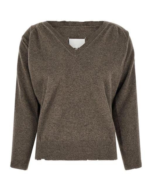 Maison Margiela Green Ribbed Knit Sweater