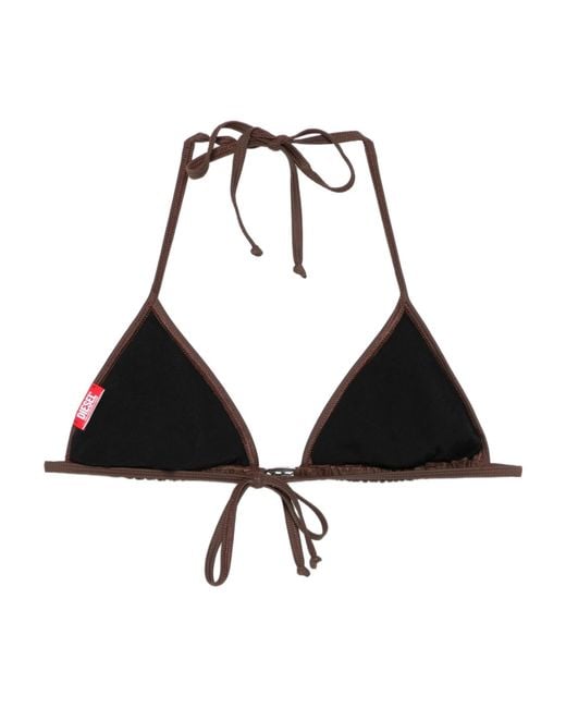 DIESEL Brown Logo Triangle Bikini Top