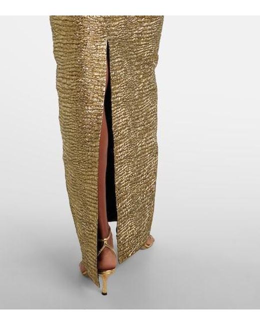 Emilia Wickstead Natural Micheline Metallic-Effect Seersucker Gown