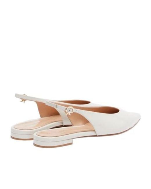 Gianvito Rossi White Patent Leather Slingback Flats
