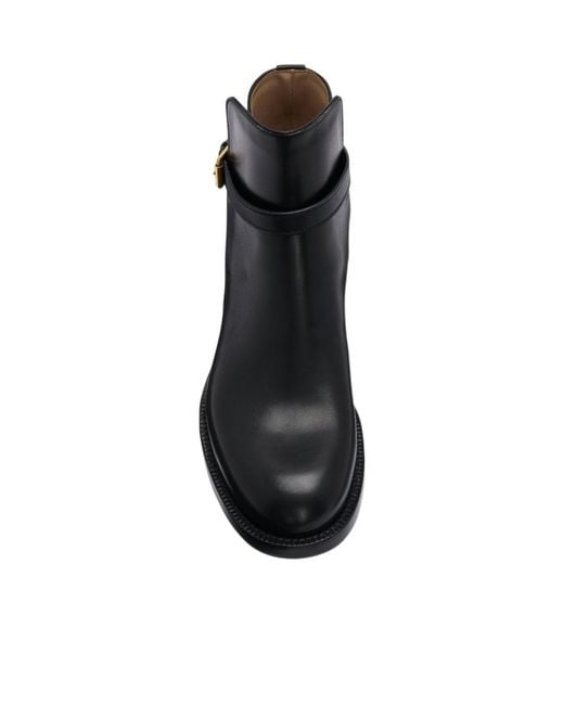 The Row Black Nobilis Buckle Leather Ankle Boots