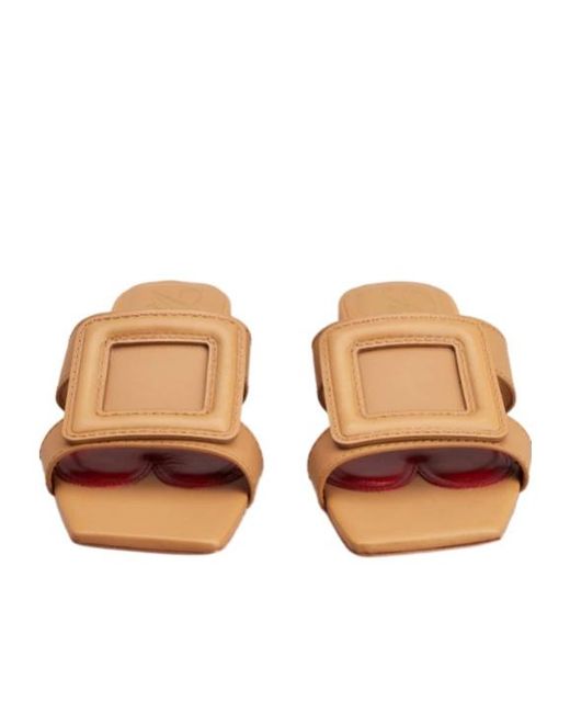 Roger Vivier Brown Stitching Buckle Mules