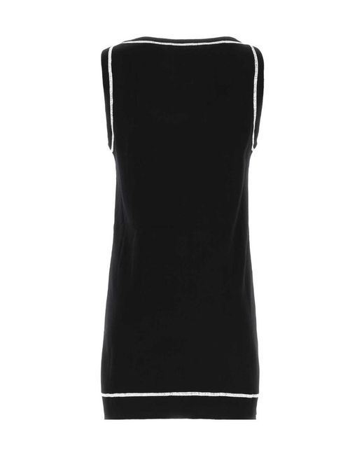 Miu Miu Black Contrast Stitching Mini Dress