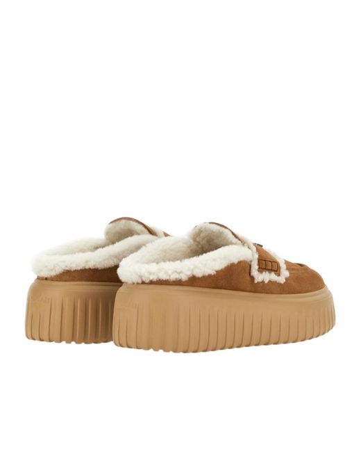 Hogan Brown Slip On Platform Sandals
