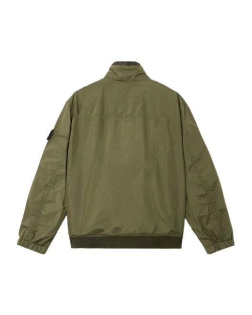 Stone Island Green Wool And Nylon Bomber Jacket for men