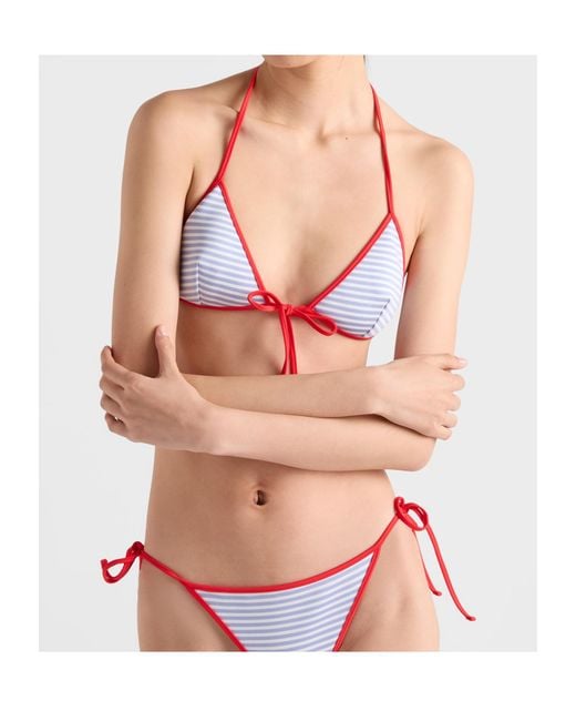 Prada Red Interlock Jersey Bikini Top