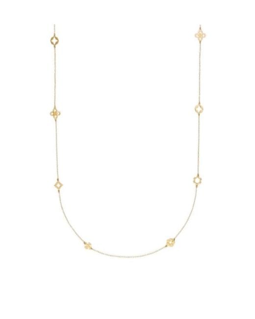 Tory Burch White Kira Clover Long Necklace