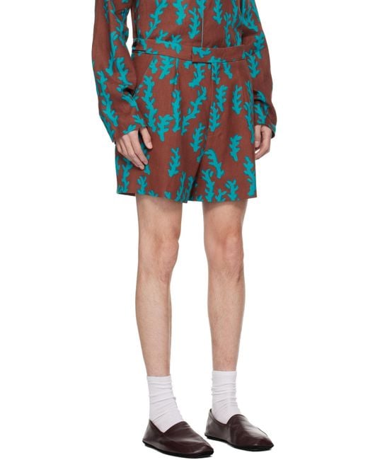 Zegna Blue Brick And Bright Oasi Lino Shorts for men