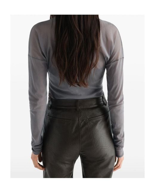 Lemaire Gray Sheer Long-Sleeve Top