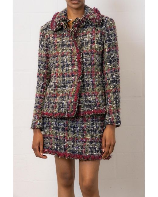 Etro Gray Dyed Tweed Skirt