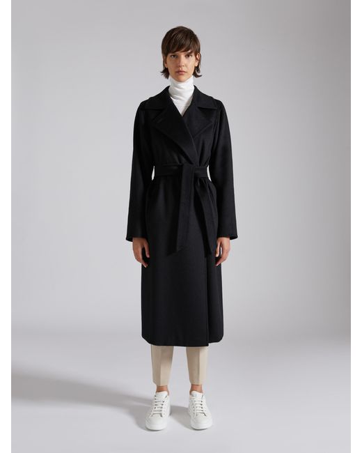 Max Mara Black Tie A Belt Overcoat