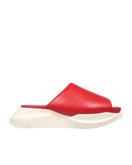 Rick Owens Red Geth Slip-On Puffer Slides for men