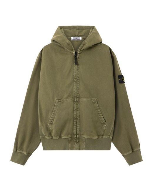 Stone Island Green Zip-Up Hoodie for men