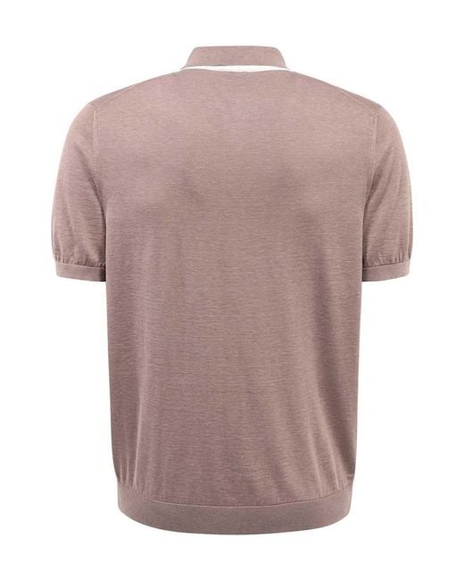 Kiton Pink Short-Sleeved Polo Shirt for men