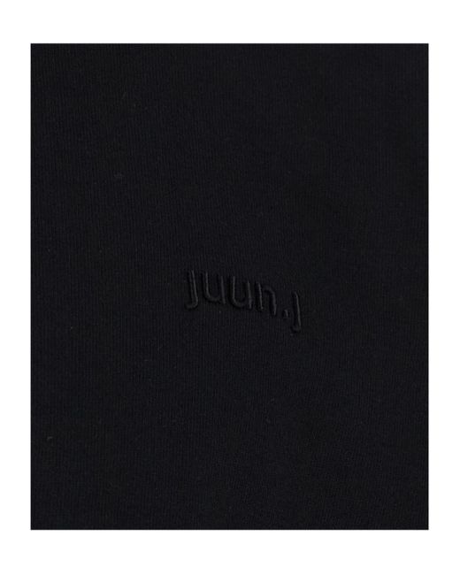 Juun.J Black Juun J Logo-Embroidered Loose T-Shirt for men