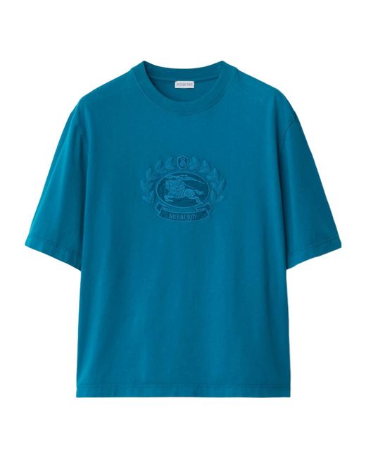 Burberry Blue Oak Leaf Crest Embroidered Crewneck T-Shirt for men