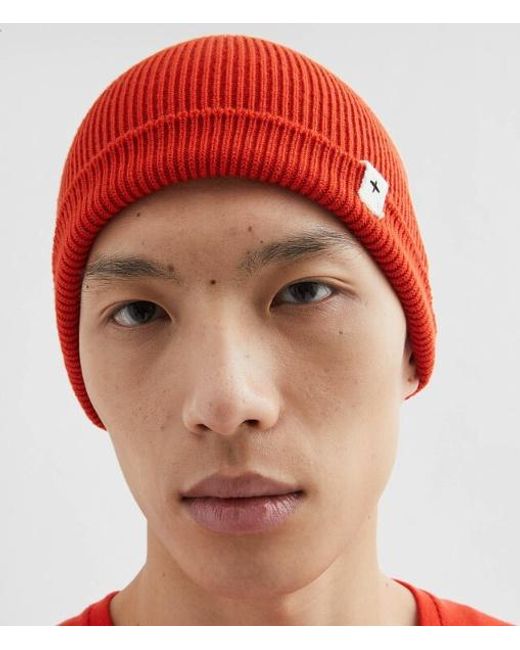 Jil Sander Red Fine Knit Beanie for men