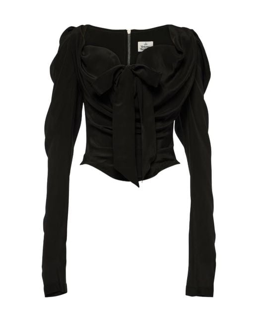 Vivienne Westwood Black Tie-Detail Silk Top