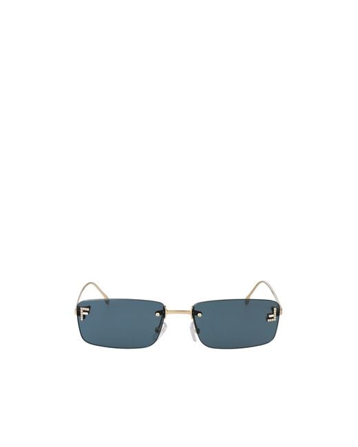 Fendi Blue Eyewear Rectangular Frame Sunglasses