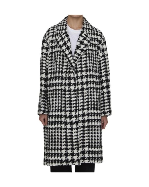 Dolce & Gabbana Black Prince Of Wales Press-Stud Fastened Coat