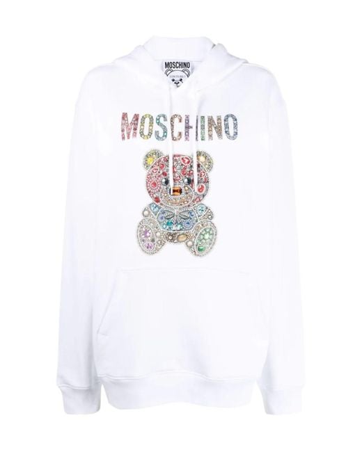 Moschino White Pull Rope Hooded Sweater