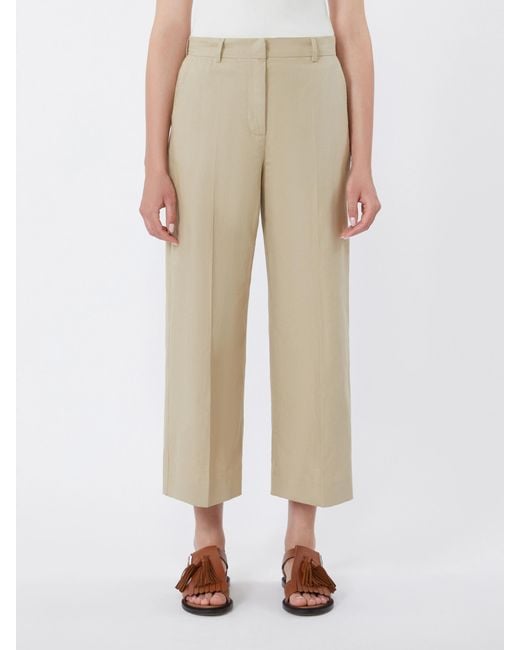 Weekend by Maxmara Natural Cotton And Linen Canvas Trousers