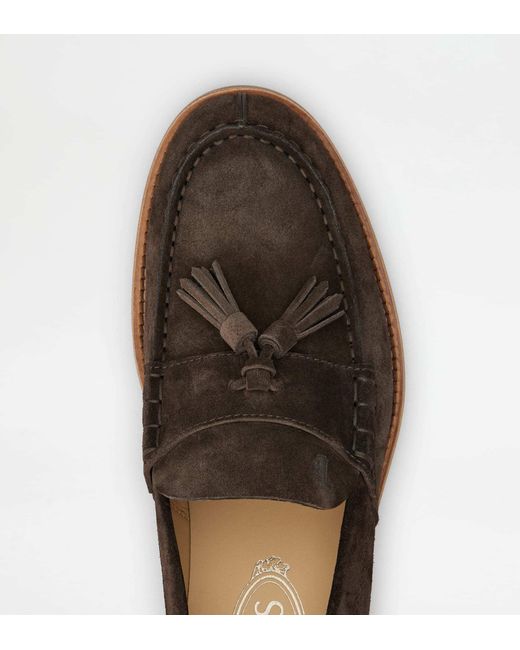 Tod's White Logo-Debossed Suede Loafers for men