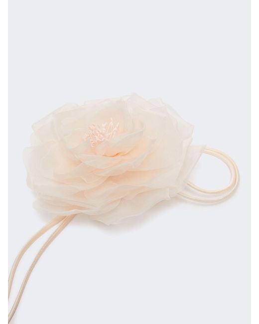 Max Mara White Mxario Floral-Appliqué Brooch
