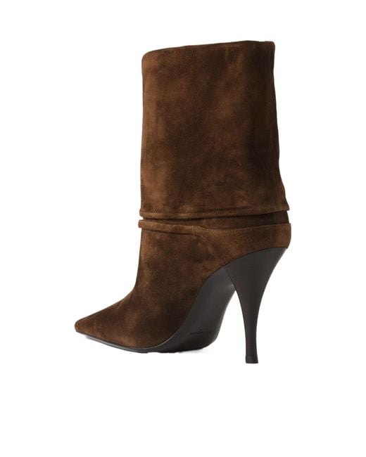Saint Laurent Brown Niki Pointed Toe Ankle Boots