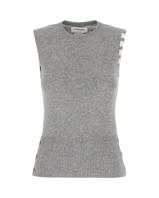 Thom Browne Gray Four-Bar Cashmere Vest