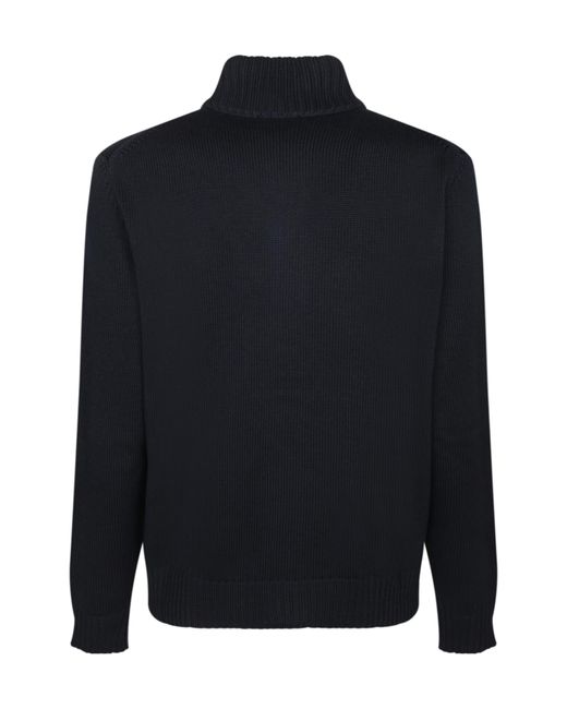 Zanone Blue Button-Up High Neck Cardigan for men