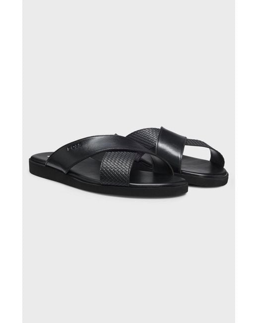 Boss Black Darrel Crisscross Strap Slides for men