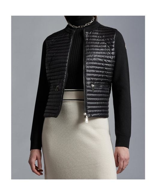 Moncler Black Padded Wool Cardigan