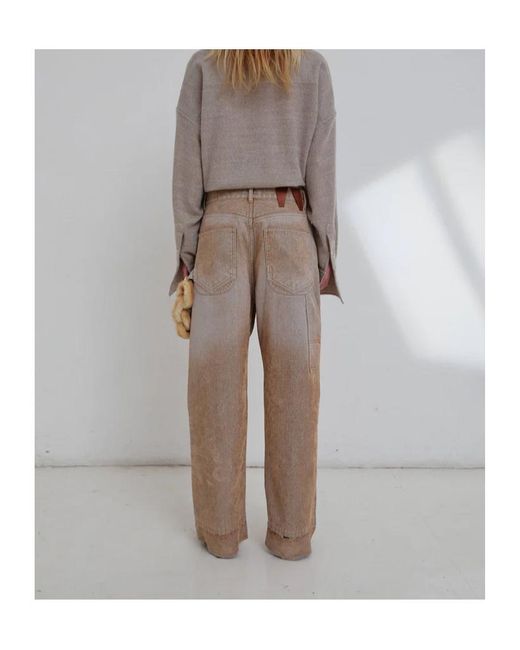 DARKPARK Natural Lisa Chain Adorned Loose Fit Carpenter Flock Jeans